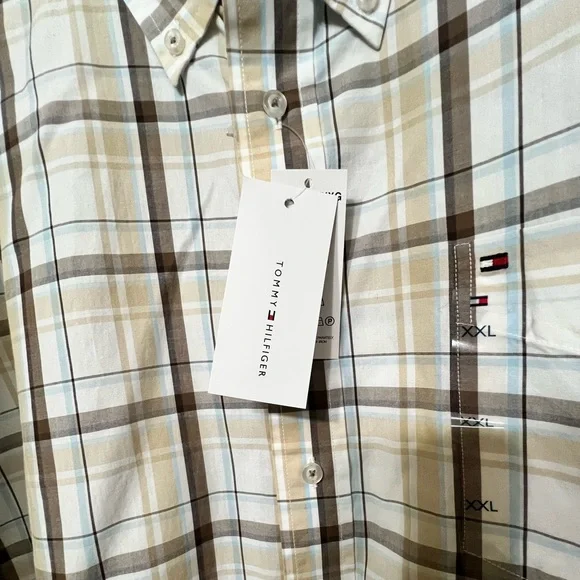 Tommy Hilfiger Men’s 100% Cotton Shirt Button Plaid  Short Sleeve Size XXL 2X - Picture 7 of 7